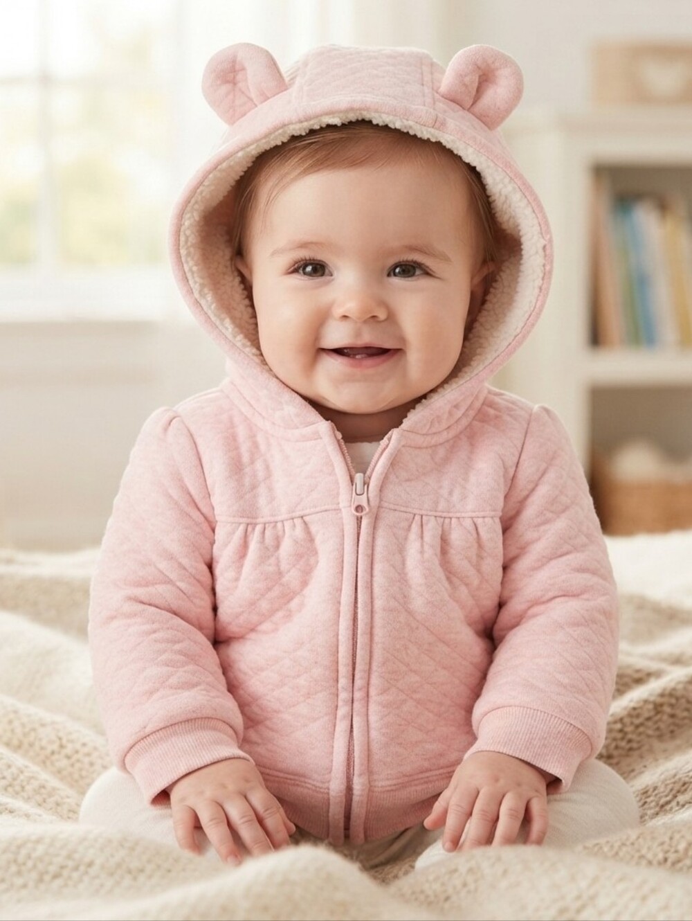 Carter's 3-6M Light Pink Kids Hoodie with Bear Ears